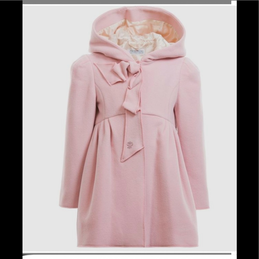 Pinco Pallino iconic pink wool and cashmere hooded coat 2 years